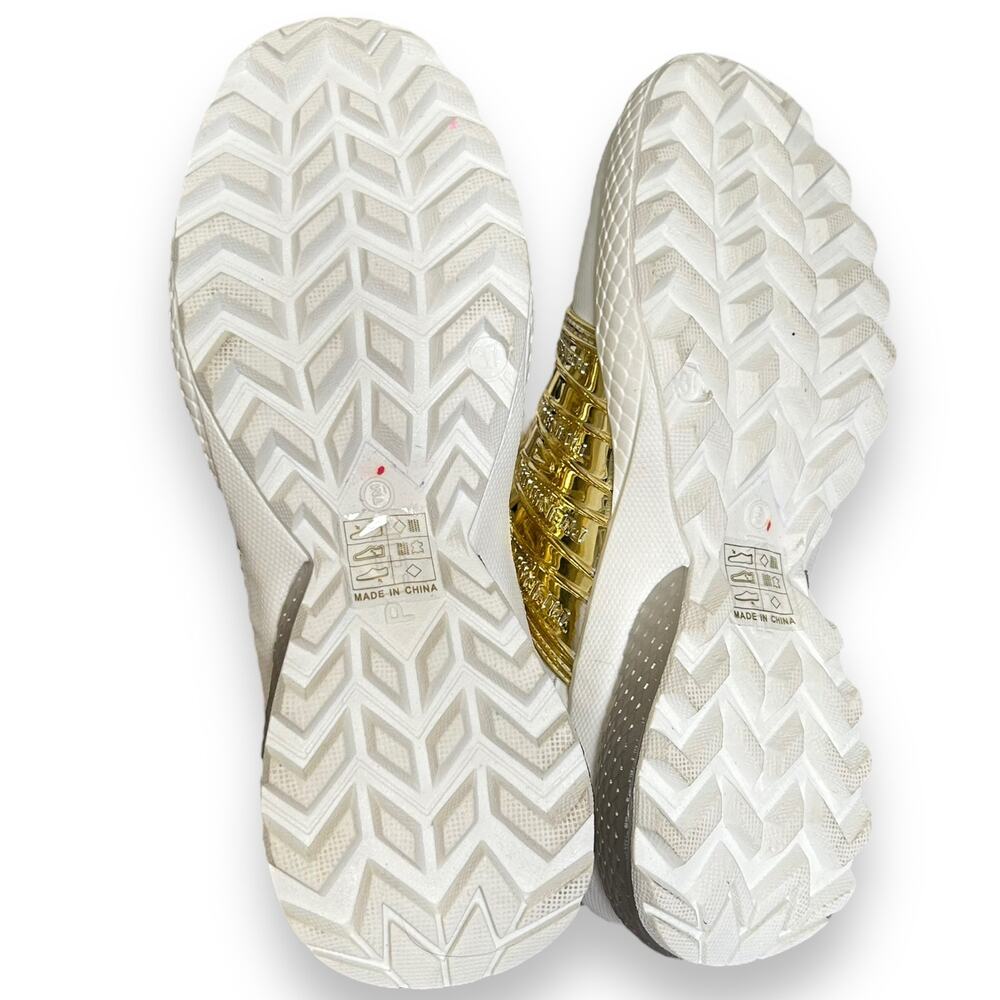 Plein Sport Gold Metallic Lace Up Shoes White Size 37/7 - Picture 14 of 16